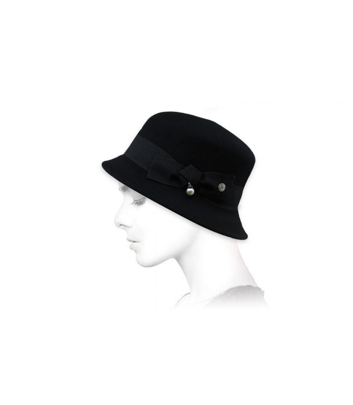 chapeau cloche noir nœud Faustine noir